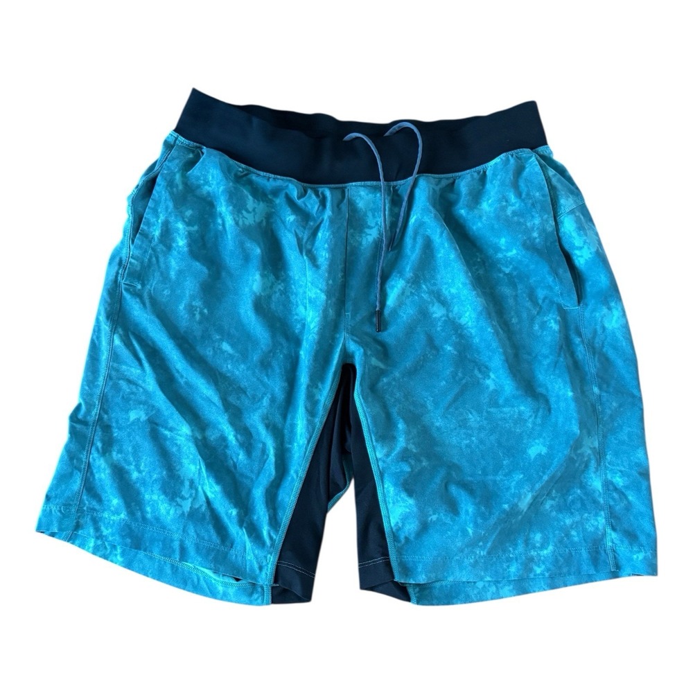 Lululemon Men's Shorts Size Large Pace Breaker 9" Black Green Tie Dye READ